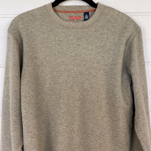 Vintage GAP XS SOFT Cotton Mesh Knit Thermal Long Sleeve Brown Pullover LIKE NEW - Picture 4 of 8